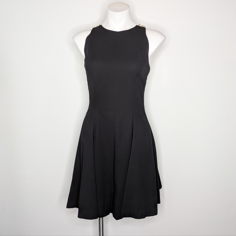 NWT Vintage Ann Taylor Black Faux Pearl Strap Bow Sleeveless Dress 4